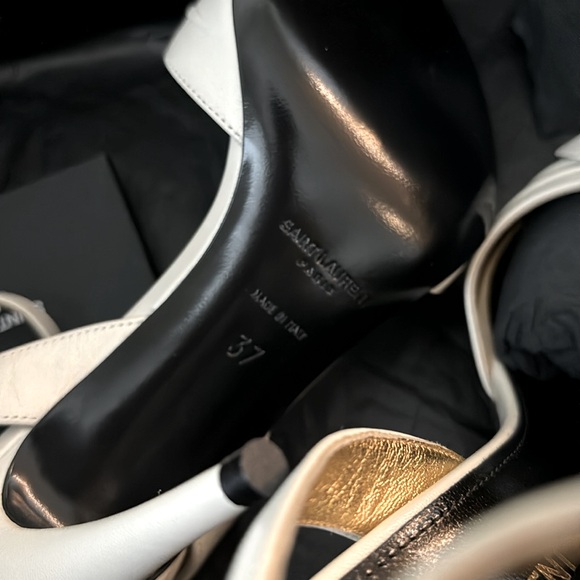 ‼️SAINT LAURENT -Tot Leather Sandal-Pearl 2021 - Picture 6 of 10